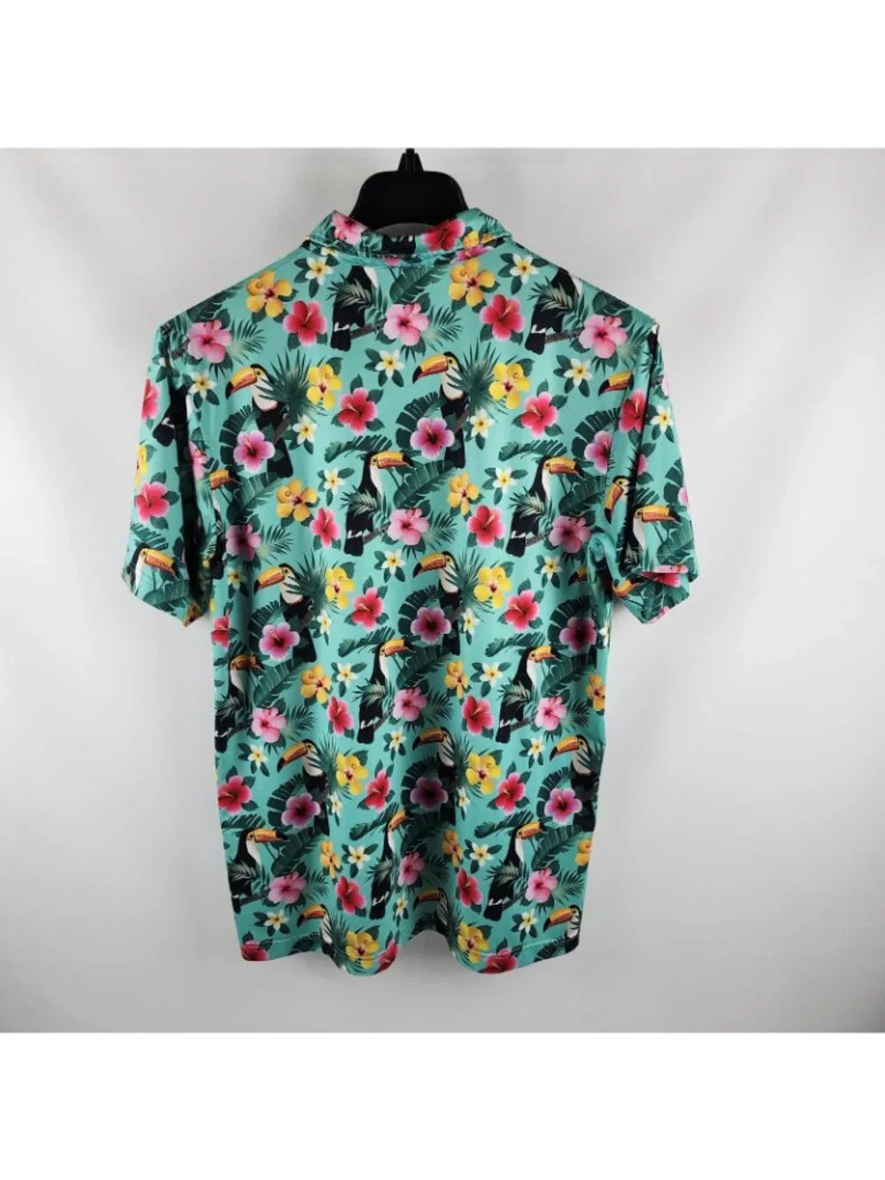 Breasy Shirt Mens XL Multi All-Over Print Tropical Birds S/S Golf Polo